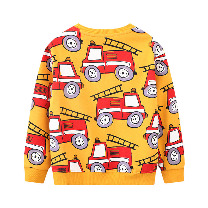 Jungen Sweatshirt mit coolem Feuerwehrfahrzeug-Motiv Drune