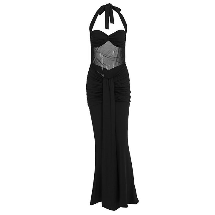 Damen Elegantes Maxikleid mit Raffhalterung und figurformenden Details Drune