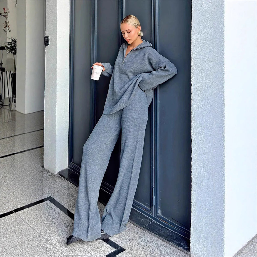 Damen lässiger Hoodie und weite Lounge-Hose Set Drune