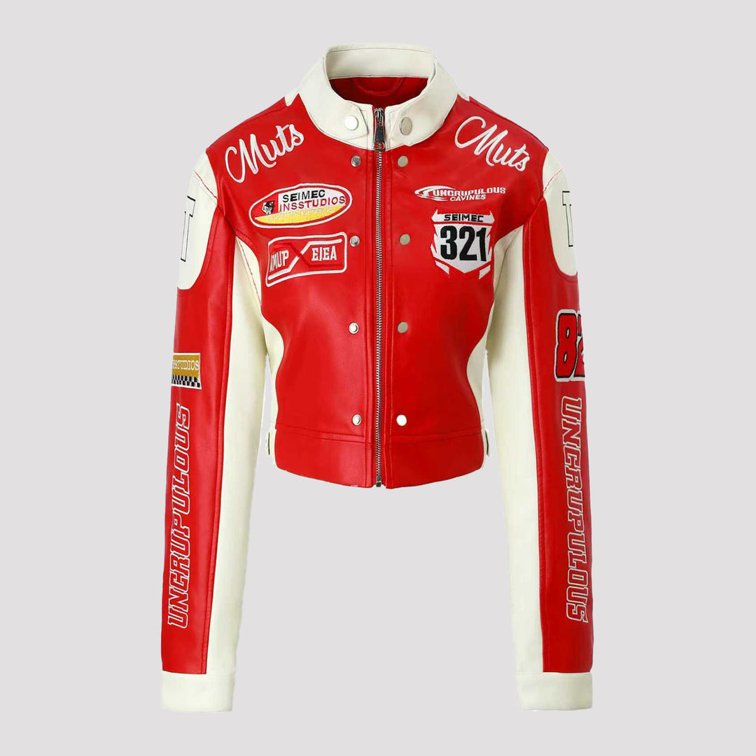 Damen Sportliche Lederjacke Drune