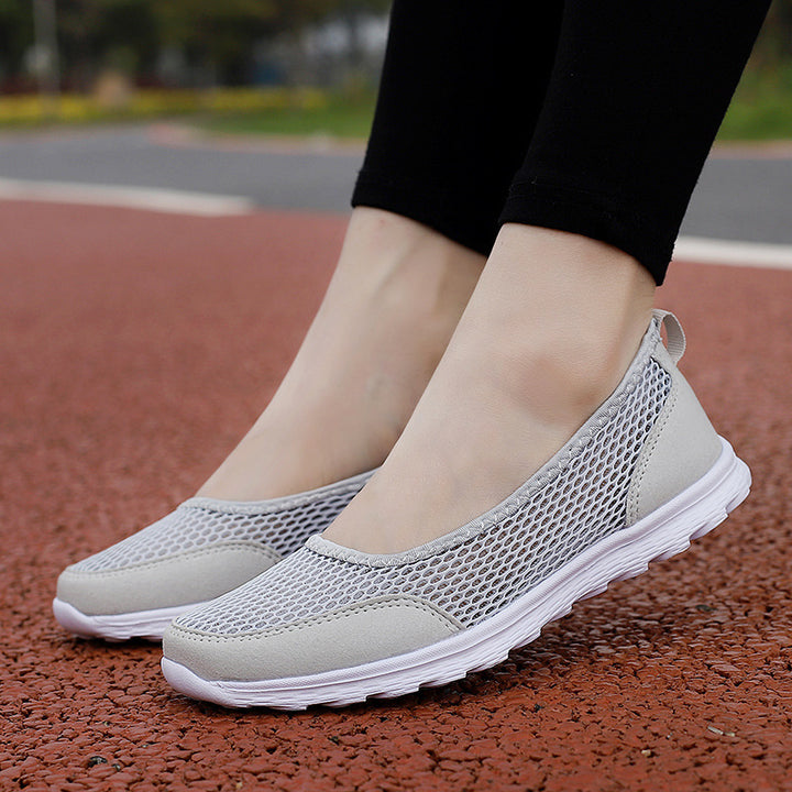 Damen nan atmungsaktive Netz-Ballerina-Sneaker mit flexibler rutschfester Laufsohle und gepolstertem Fußbett Drune