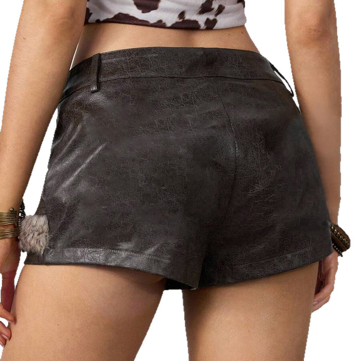 Damen Leder-Shorts mit Kunstfellbesatz Drune