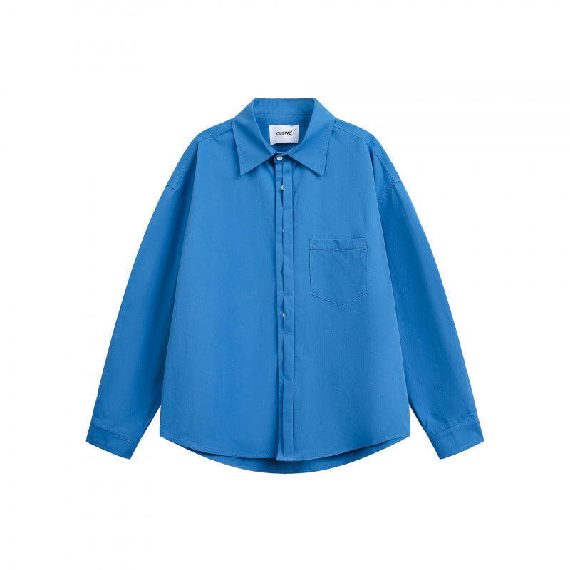 Unisex Oversize-Hemd mit verdeckter Knopfleiste und Brusttasche Drune