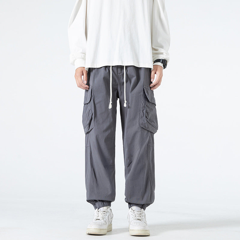 Herren Weite Multifunktionale Cargo-Jogginghose mit elastischem Tunnelzugbund und großen Klappentaschen Drune