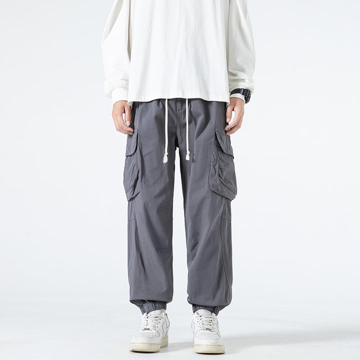 Herren Weite Multifunktionale Cargo-Jogginghose mit elastischem Tunnelzugbund und großen Klappentaschen Drune