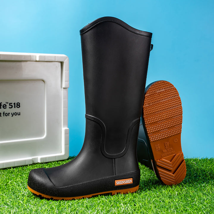 Herren Wasserdichte Vollgummi-Arbeitsstiefel mit verstärkter Zehenpartie und griffiger Profilsohle Drune