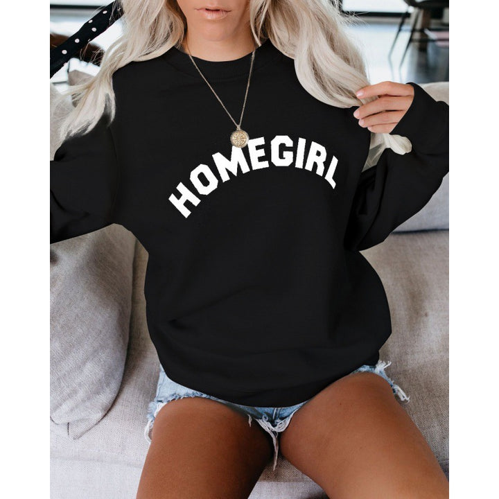 Damen Oversize Sweatshirt mit Rundhalsausschnitt und Statement-Print Drune