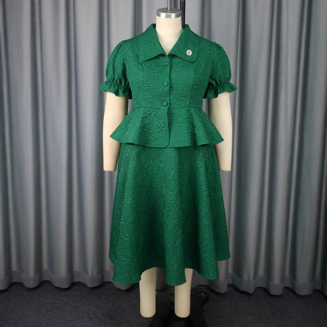 Damen elegantes Kleid mit Vintage-Details und voluminösem Rock Drune