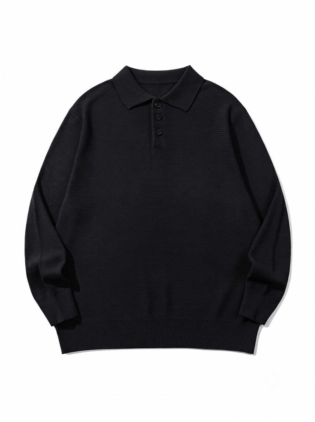 Unisex Waffelstrick-Polo im Relaxed-Fit mit dreifacher Knopfleiste und geripptem Saum Drune