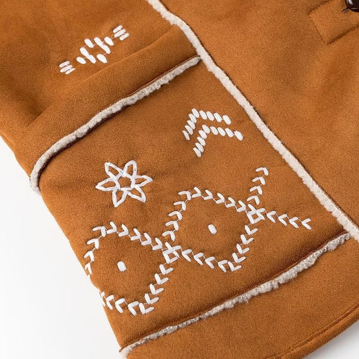 Damen Lässige und warme Teddyjacke mit Stickereien Drune