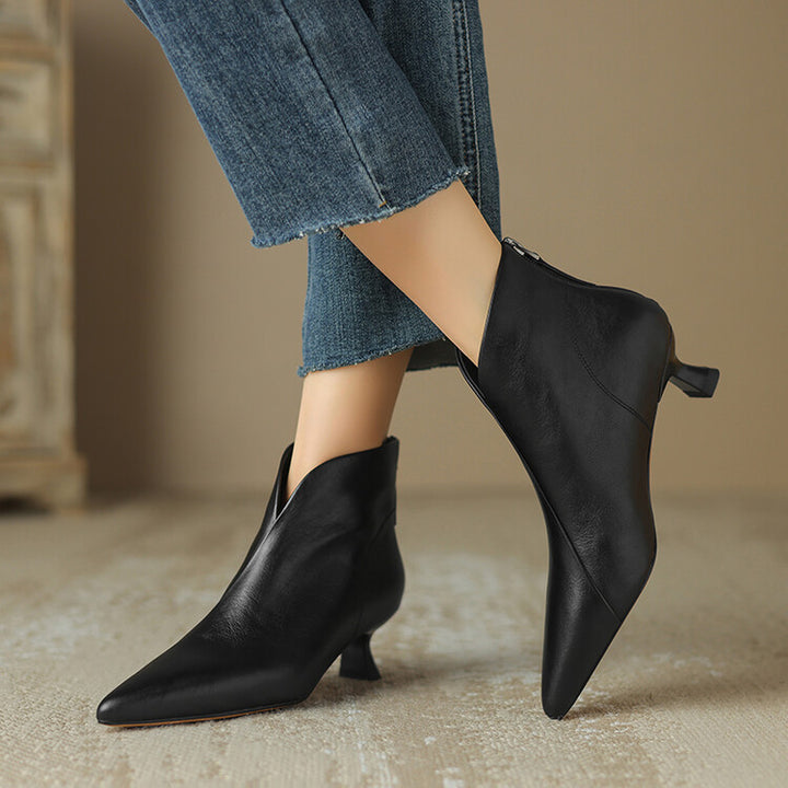 Damen nan spitze knöchelhohe Stiefelette mit niedrigem Pfennigabsatz und seitlichem Reißverschluss Drune
