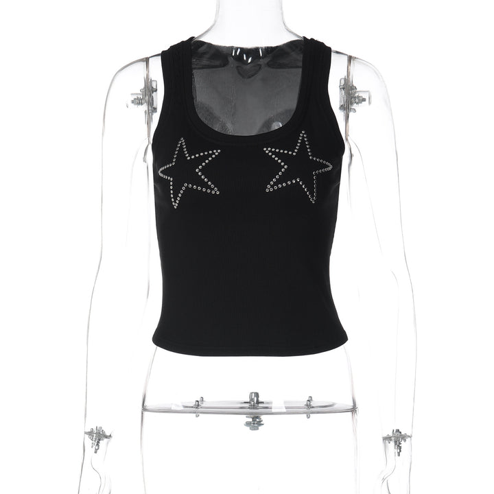 Damen Sportliches Tanktop mit Sternenapplikationen Drune