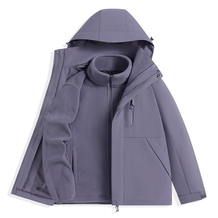 Herren zweilagiger Outdoorparka mit herausnehmbarer Fleece-Innenjacke und Kapuze Drune