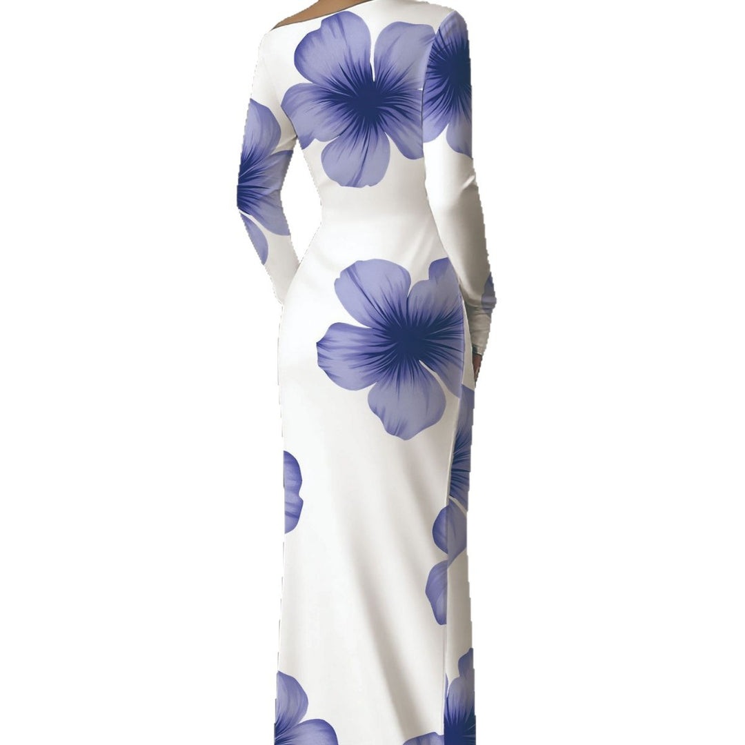 Damen elegantes Langarmkleid mit floralem Motiv Drune