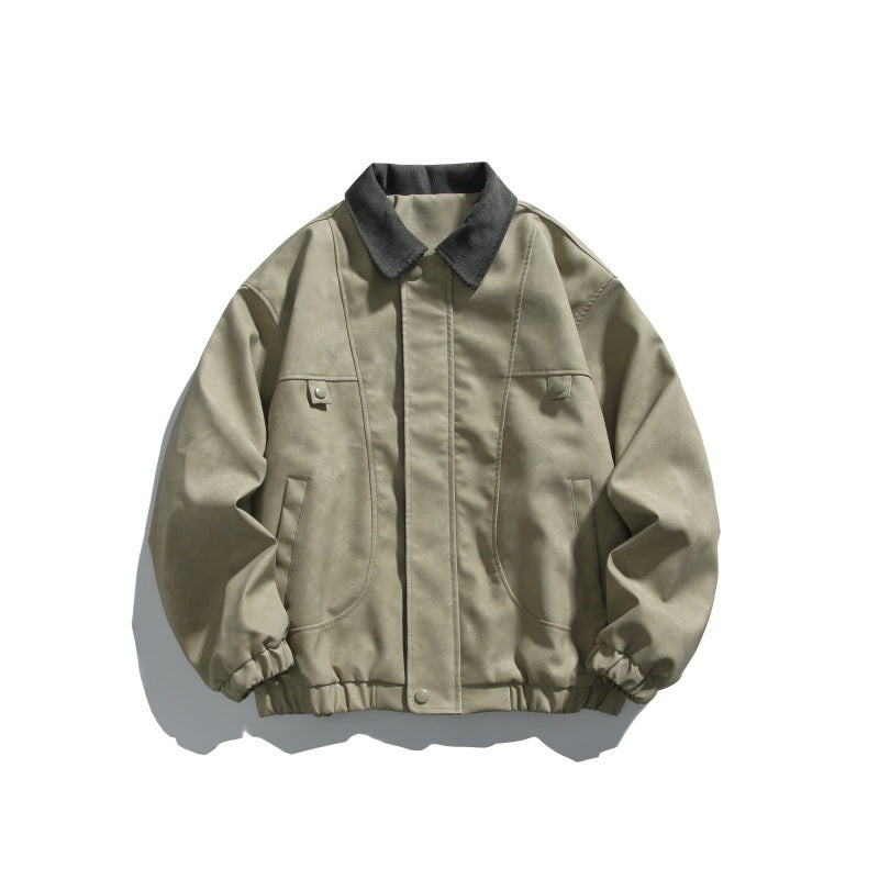 Herren Boxy-Canvas-Blousonjacke mit Cordkragen und elastischem Saum Drune