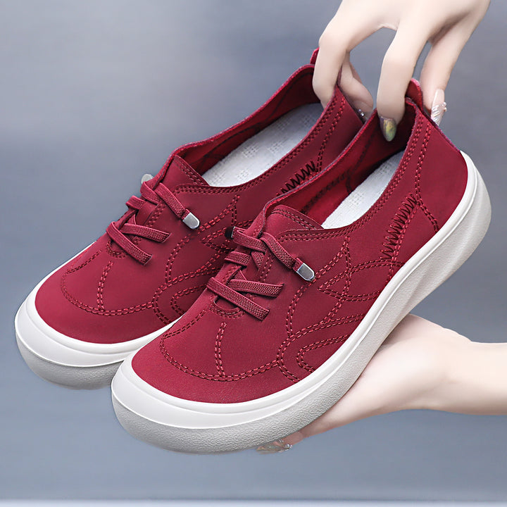 Damen nan elastischer Slip-On Komfortsneaker mit dekorativer Ziernaht, gepolstertem Fersenhalt und dämpfender Leichtprofilsohle Drune