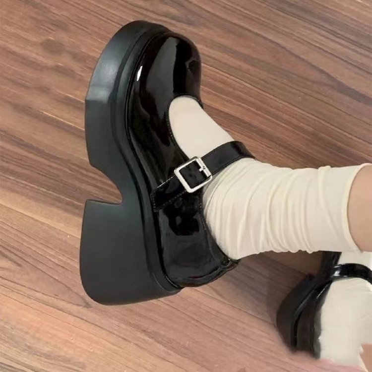 Damen Mary Jane Schuhe mit klobigem Absatz und dekorativem Riemchen Drune