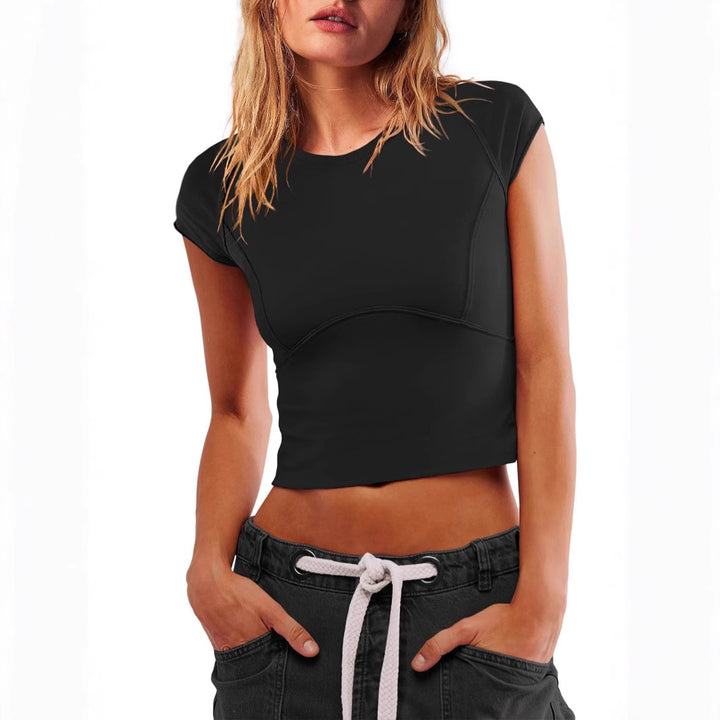 Damen Crop-Top mit figurbetonendem Schnitt und sportlichem Design Drune