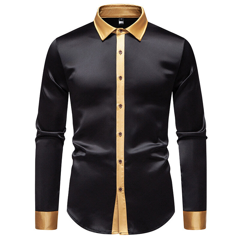 Herren Langarm-Hemd mit modernen Satin-Details Drune