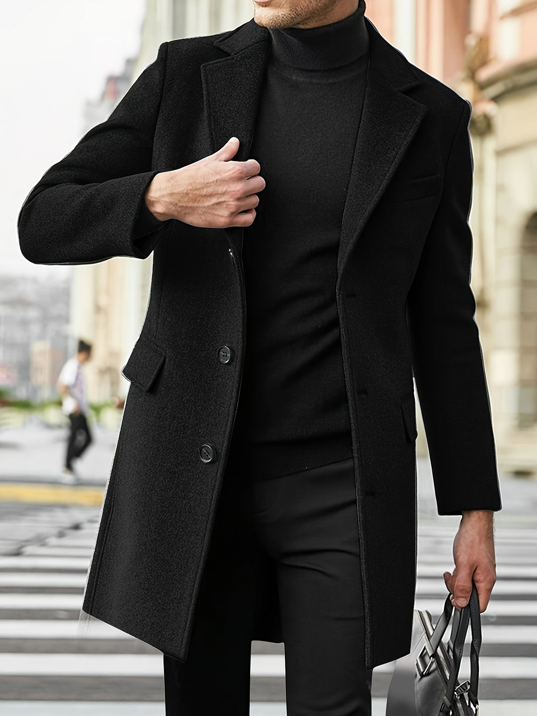 Herren eleganter Wintermantel mit klassischem Revers Drune
