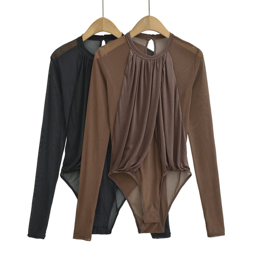 Damen Drapiertes Mesh-Body mit geraffter Vorderpartie Drune