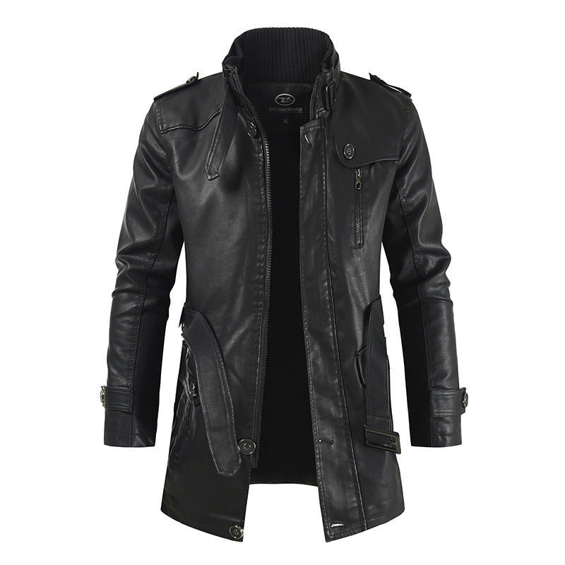 Herren Kunstlederjacke mit hochschließendem Kragen