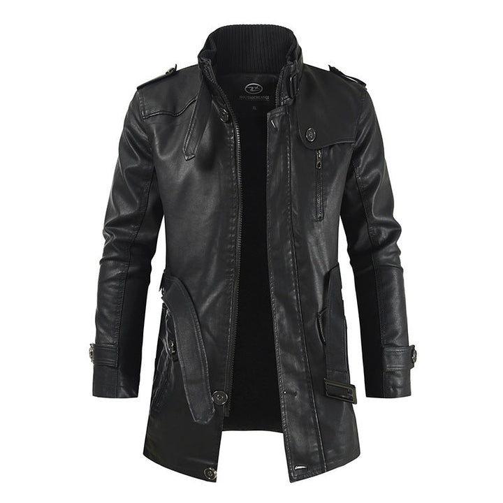 Herren Kunstlederjacke mit hochschließendem Kragen