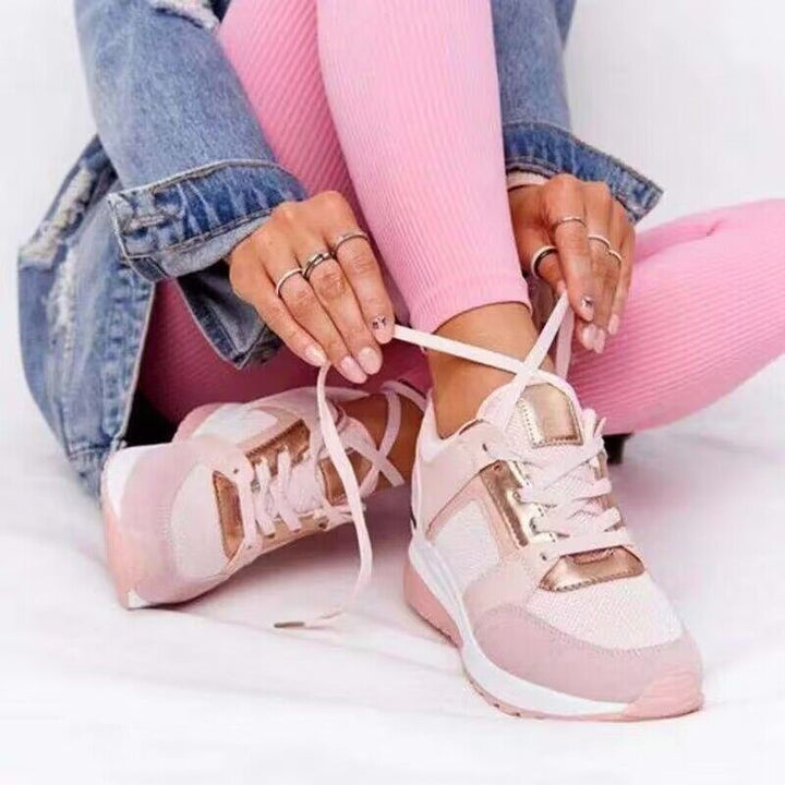 Damen  moderne Sneaker mit Metallic-Details, dämpfender Plateausohle und atmungsaktivem Mesh-Obermaterial Drune
