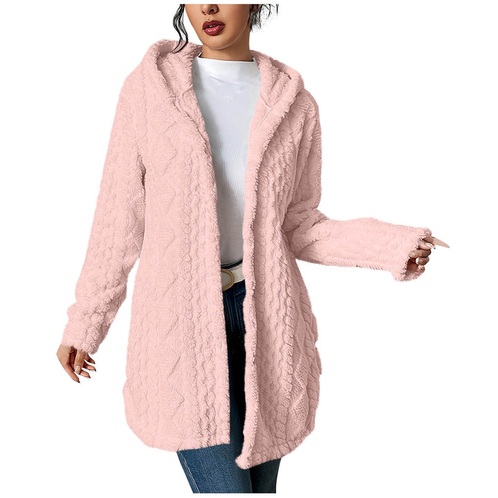 Damen Kuschelige Cardiganjacke mit Kapuze aus weichem Fleece Drune