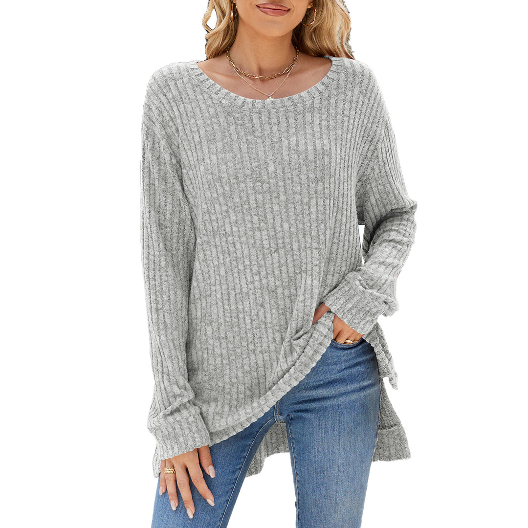 Damen lässiges Langarmshirt aus samtigem Rippstrick Drune