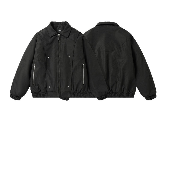 Herren Boxy Utility‑Bomberjacke mit kurzem Schnitt, Metallreißverschlüssen und elastischem Saum Drune