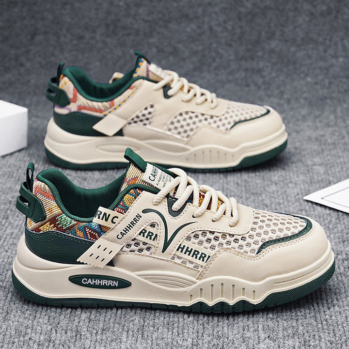 Unisex modische Mesh-City-Sneaker mit gewebtem Fersenmuster, gepolsterter Achillessektion und stoßdämpfender Plateau-Laufsohle Drune