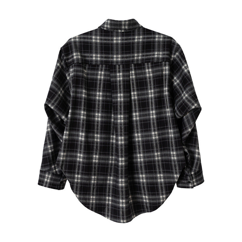 Damen Oversize-Flanellhemd mit asymmetrischem Saum Drune