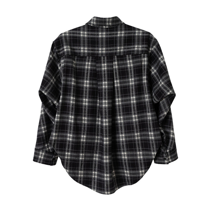 Damen Oversize-Flanellhemd mit asymmetrischem Saum Drune