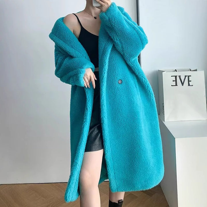 Damen Fleece-Mantel mit doppelter Knopfleiste und trendigem Schnitt Drune