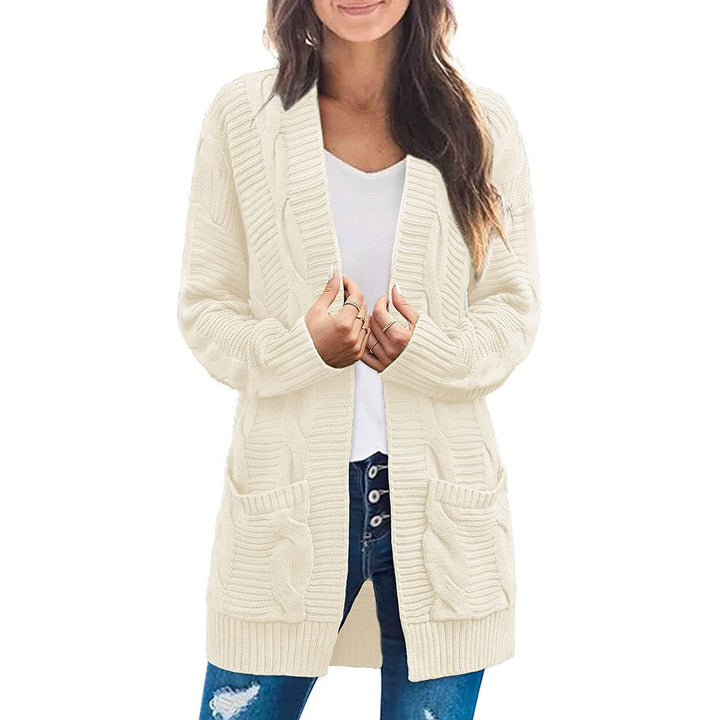Damen Grobstrick Cardigan mit eleganten Zopfmuster und praktischen Taschen Drune