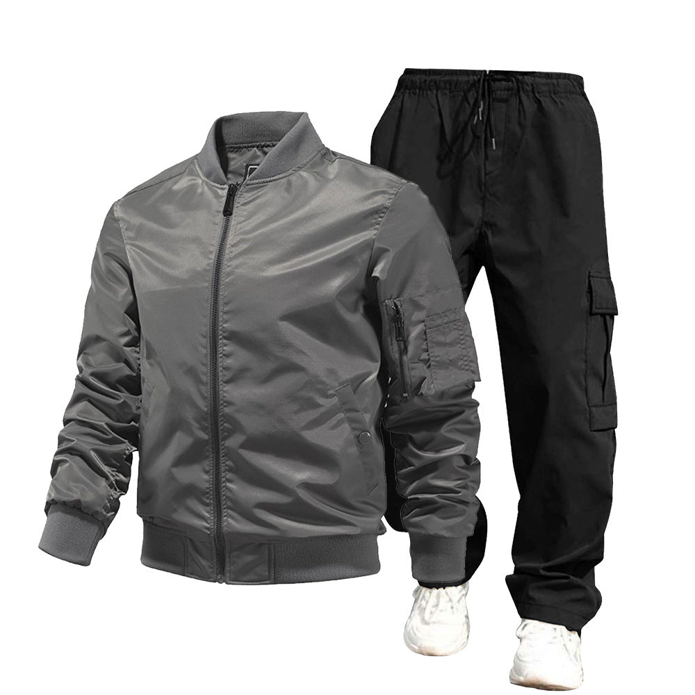 Herren urbane Bomberjacke und Cargo-Hosen Set Drune