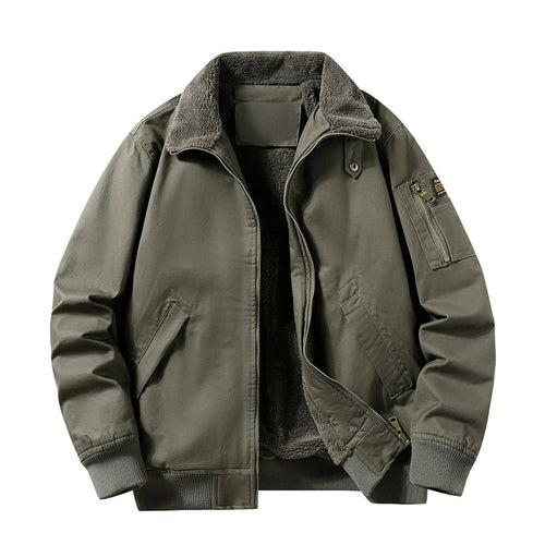 Herren bequeme Fleecejacke mit Kunstfellkragen Drune