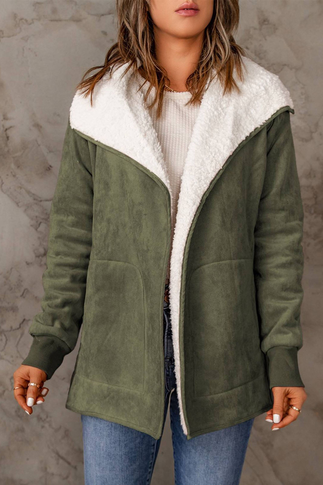 Drune | Revers Wildleder und Schafswolle Thermojacke