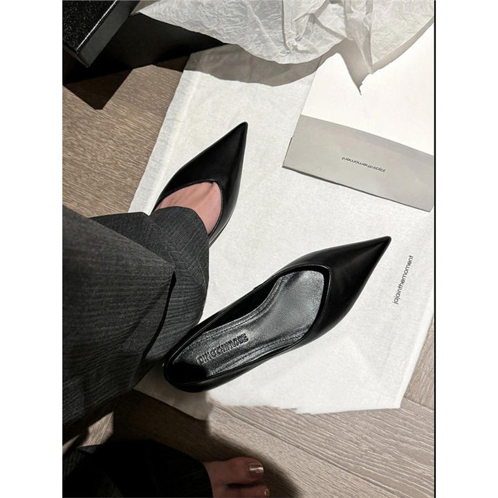 Damen Spitz zulaufende Lederoptik-Slipper mit ergonomischem Komfortfußbett Drune