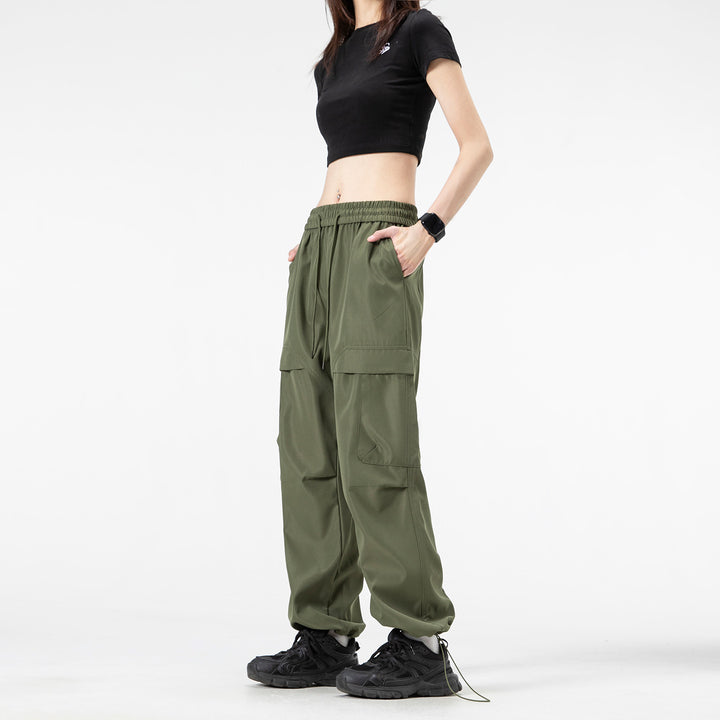 Unisex Weite Cargo-Hose im Utility-Baggy-Stil mit Elastikbund und verstellbaren Beinabschlüssen Drune