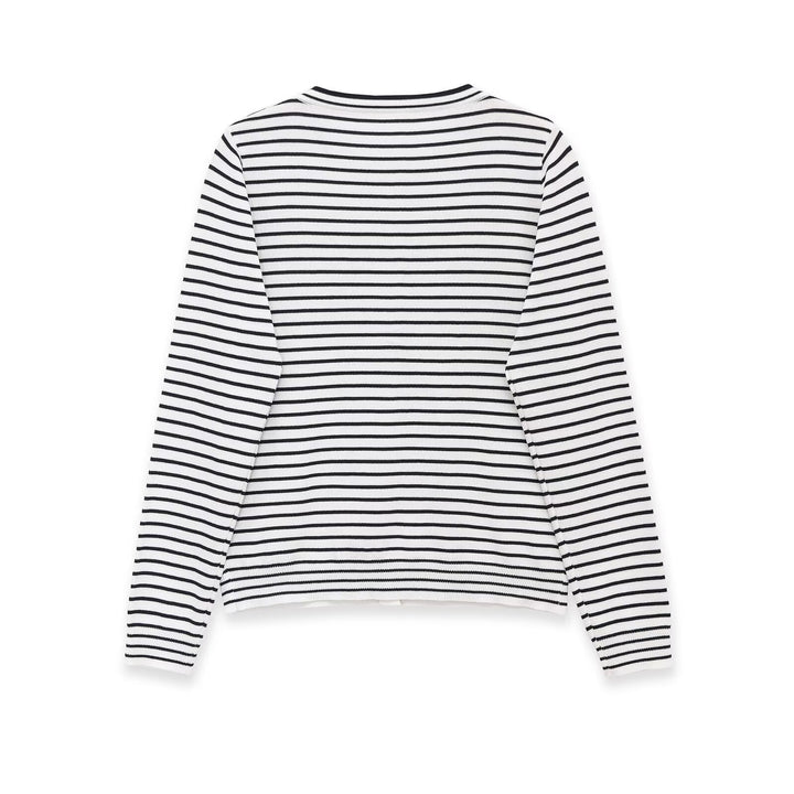 Damen Feinstrick-Cardigan mit maritimem Streifenmuster und Knopfleiste Drune
