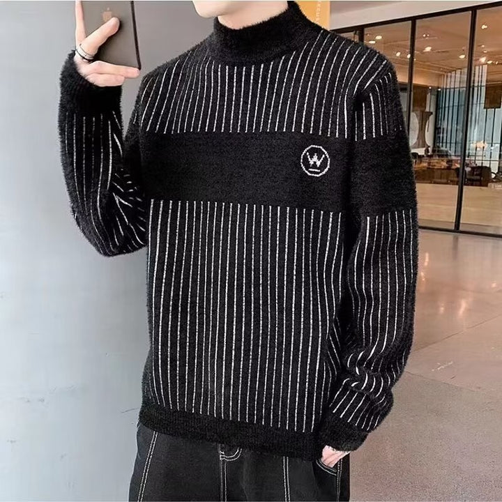 Herren gestreifter Rollkragenpullover aus kuscheligem Textil Drune