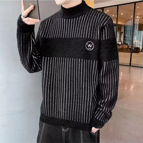 Herren gestreifter Rollkragenpullover aus kuscheligem Textil Drune