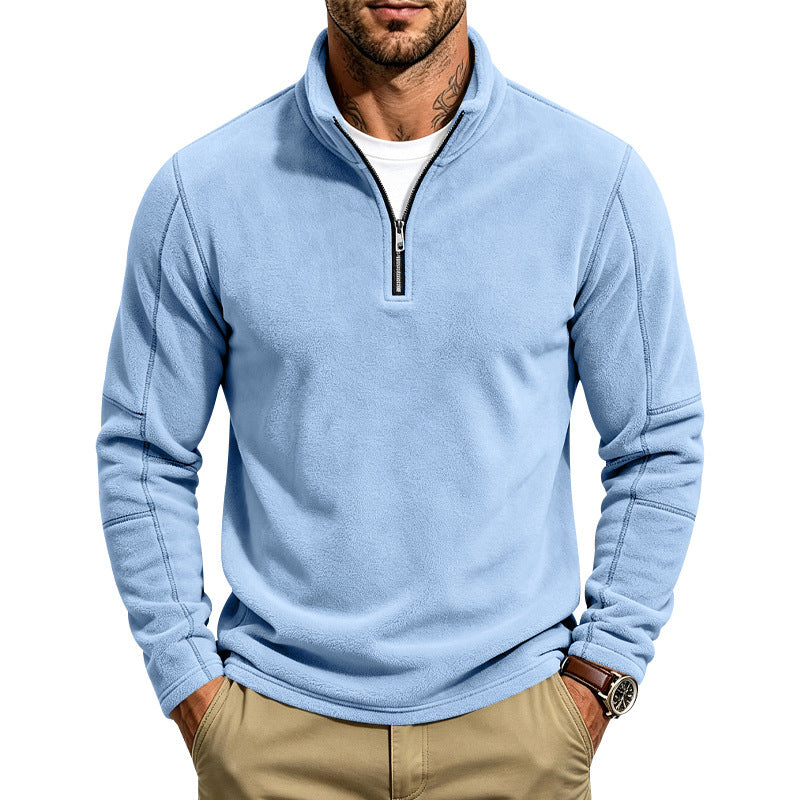 Herren Fleece-Pullover mit kurzem Reißverschluss und Stehkragen Drune