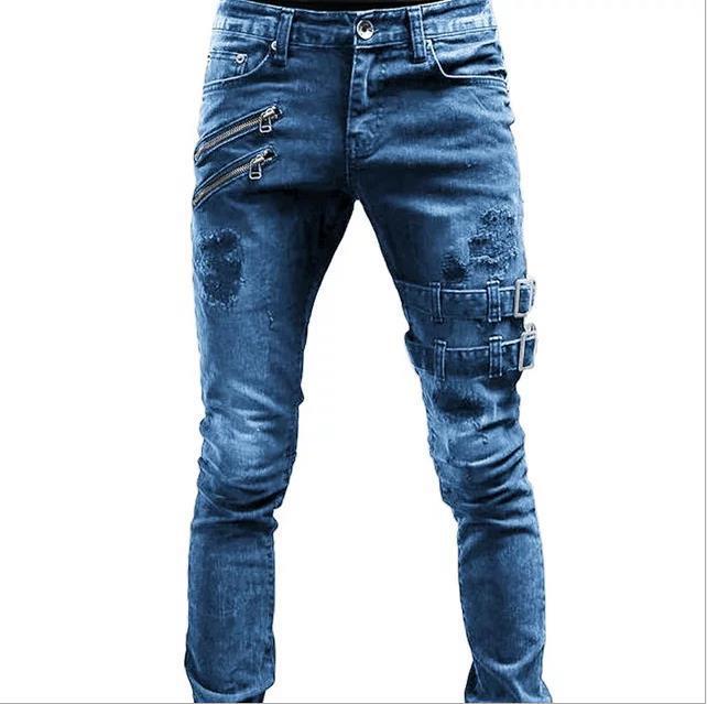 Herren Jeans mit stylischem Reißverschluss und Distressed-Details Drune