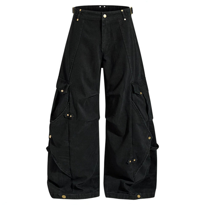 Damen weite Cargo‑Culotte‑Hose mit verstellbaren Riemen, großen Klappentaschen und Ballon‑Silhouette Drune