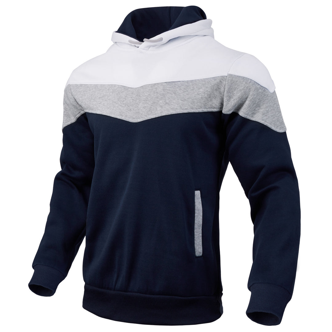 Herren Colorblock-Kapuzenpullover mit hohem Schalkragen, verdeckten Eingrifftaschen und gerippten Bündchen Drune