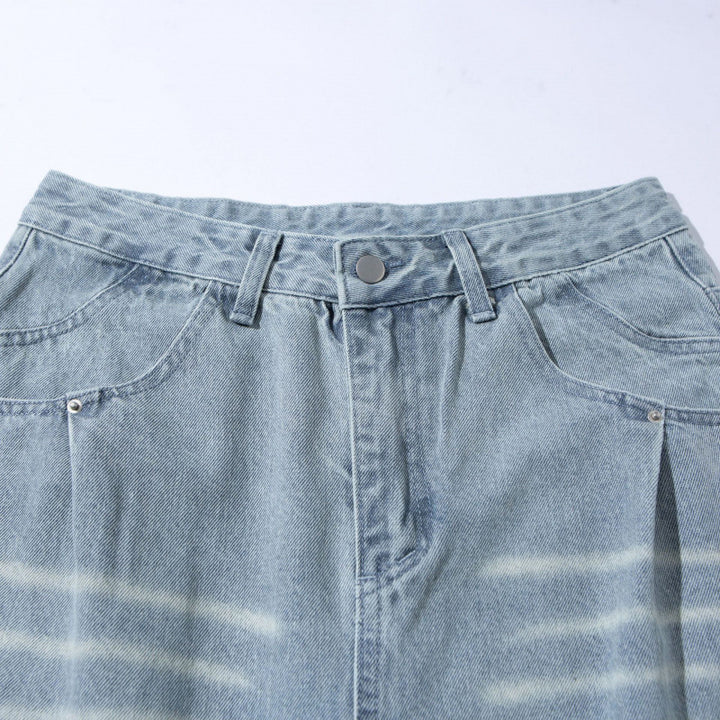 Damen Weite High‑Waist Jeans im Vintage‑Denim mit Used‑Effekt Drune