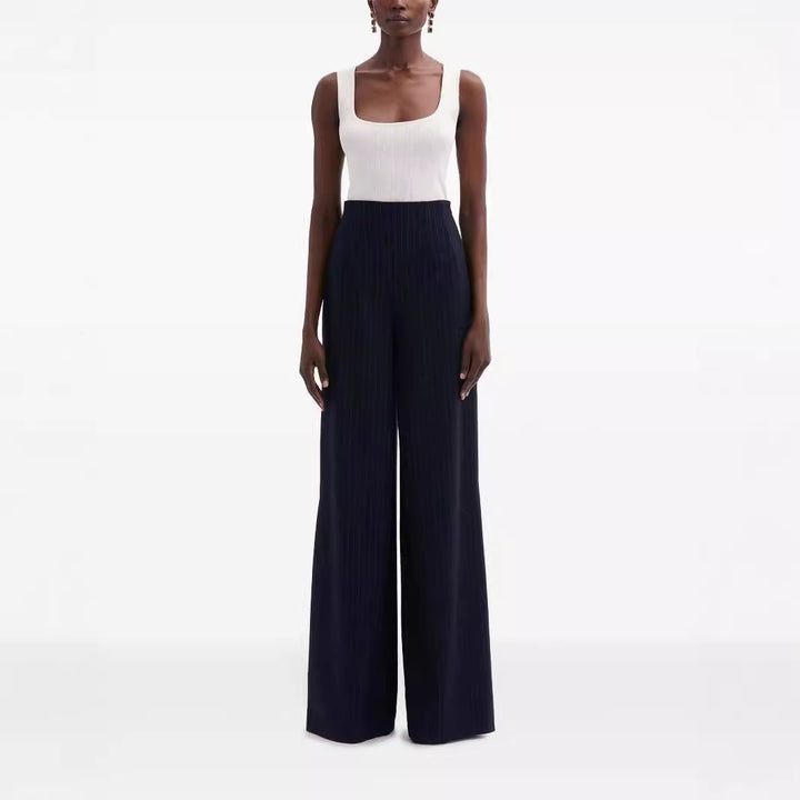 Damen Hochtaillierte Plissee‑Palazzohose mit weitem Bein Drune